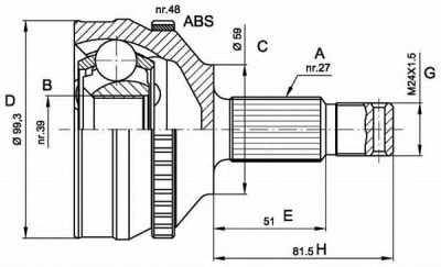 OPEN PARTS cvj522210 -  Шарнирный комплект, приводной вал